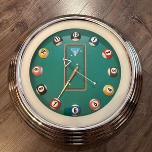 Vintage clock Billards pool table wall clock LED light up
